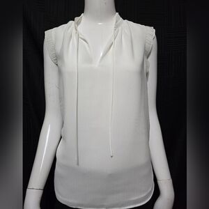 H&M White Sleeveless Tie-Neck Blouse